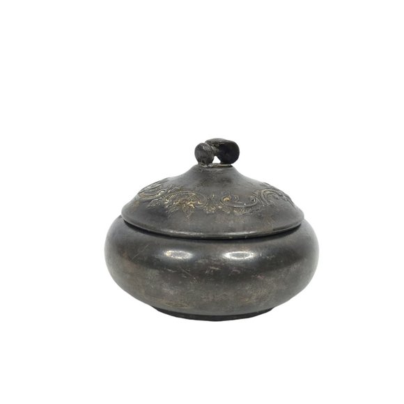 St Louis Silver Co Trinket Button Ring Jewelry Box w Lid Vanity Victorian Ornate - Picture 2 of 9